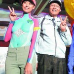 全運會請來半裸彩繪美女站台，中市副市長蕭家旗（右）卻稱不知情。